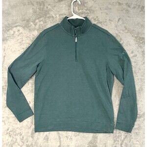 Greg Norman Green Shirt MED Mens Shark Logo 1/4 Zip Pullover Golf Sweater